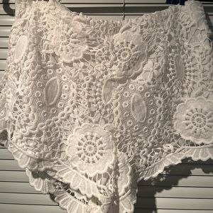 White lace shorts